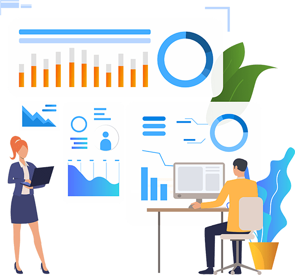 Equipe analisando gráficos e indicadores de desempenho